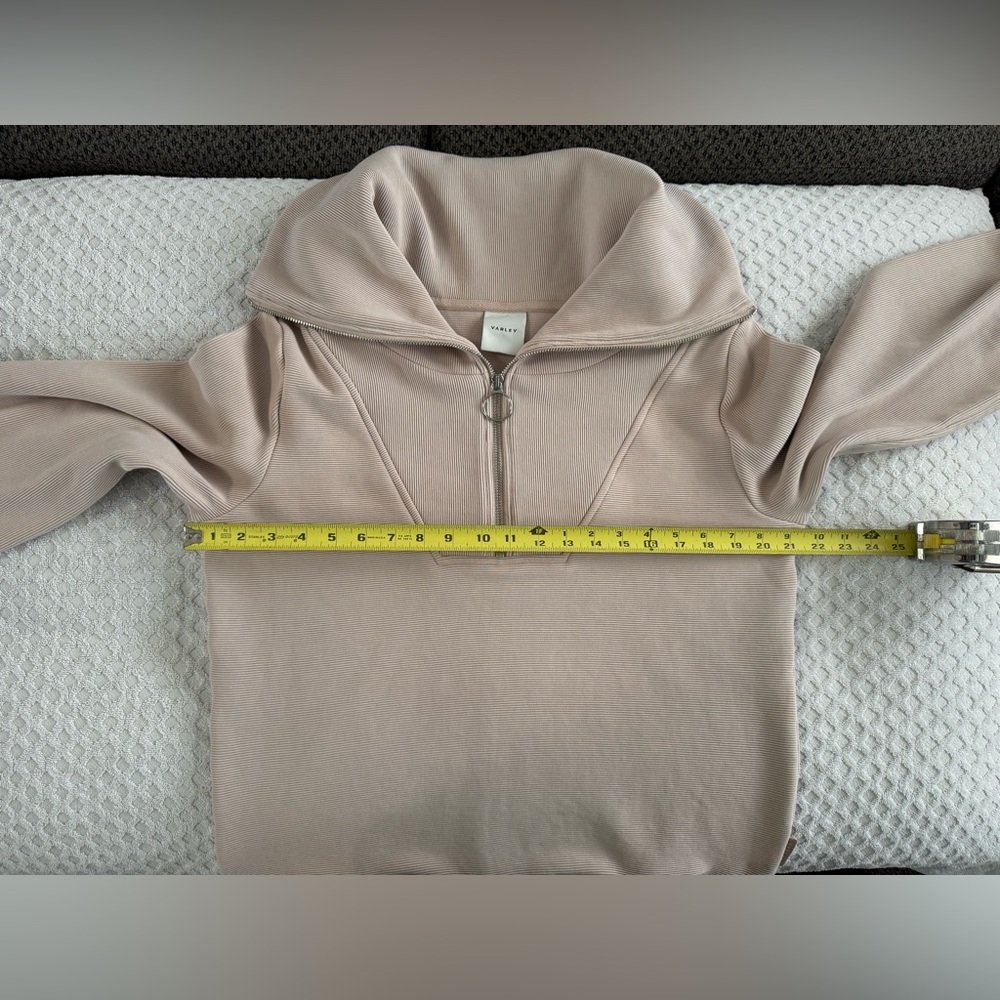 Varley Vine Half Zip Ribbed Pullover Sweatshirt in Mushroom Size XS Oversized - Picture 14 of 15